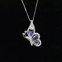 Натуральный лунный камень синего цвета камень кулон 925 серебро натуральный драгоценный камень кулон ожерелье Трендовое масло муха женщин Девушка ювелирные изделия