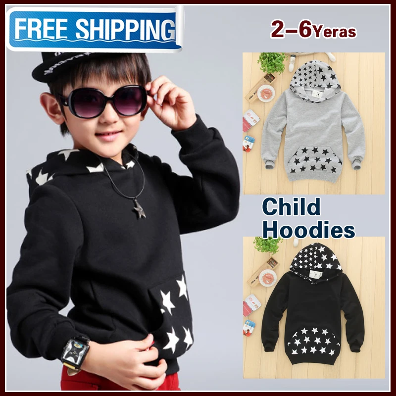 Free shipping children's fashion star pattern many cool kids hoodies