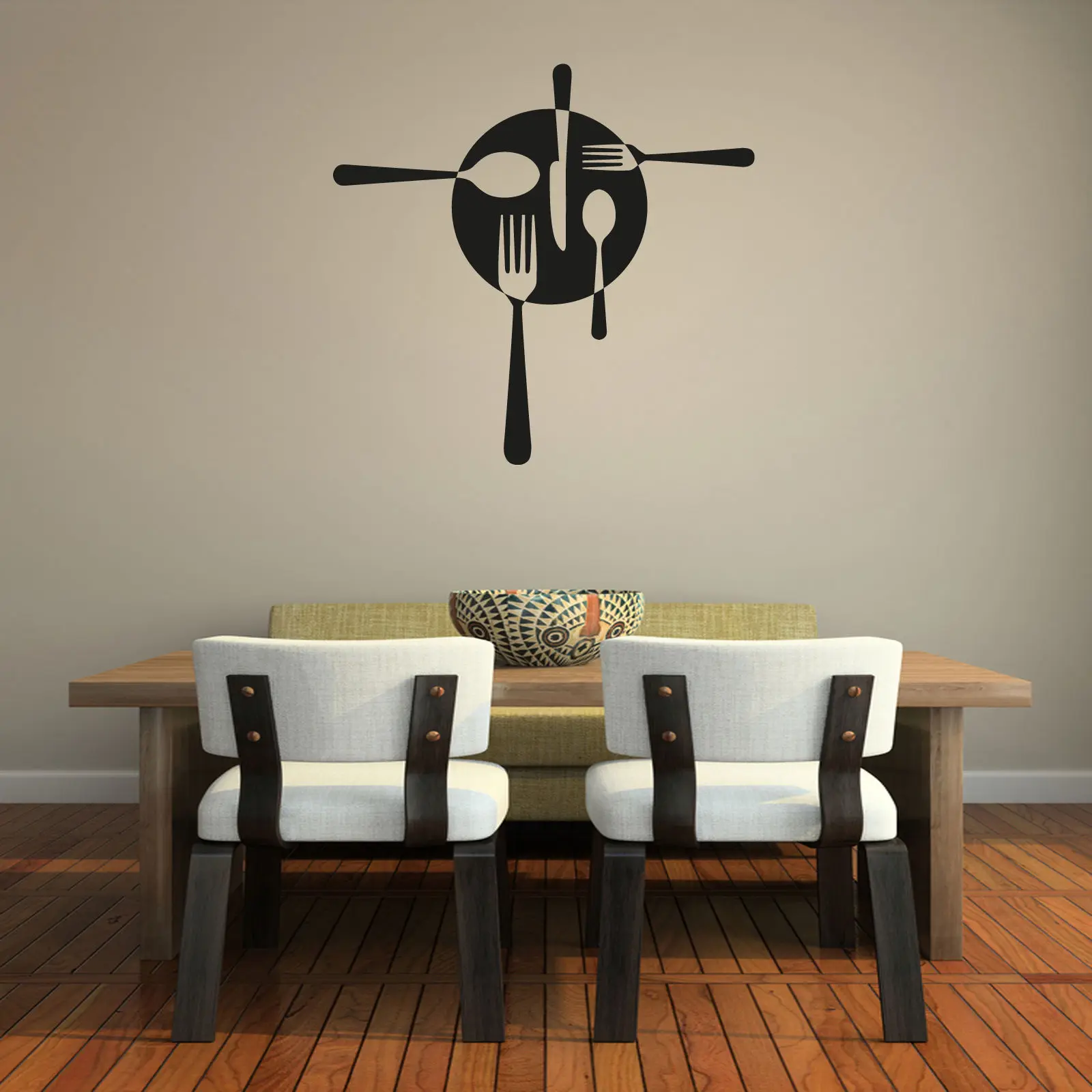 D459 Dinner Plate Wall Sticker Kitchen Cafe Cooking takeaway Decal