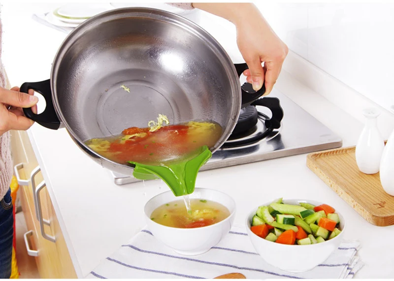TUUTH Creative Silicone Funnel Gadgets Pots and Pans Kitchen Utensils To Spills Deflector Kitchen Cooking Tools B2