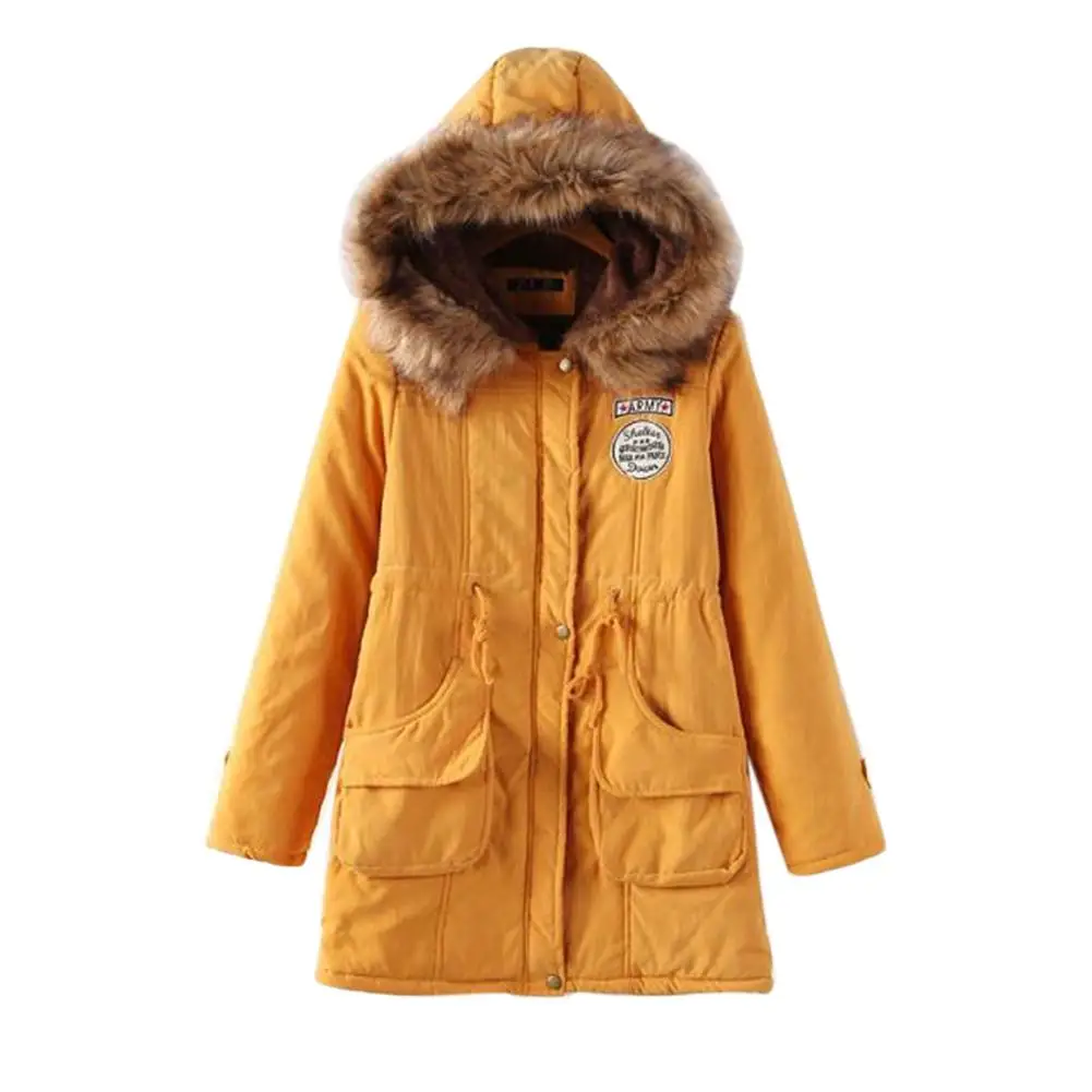 

MISSKY Women Winter Warm Parka Outwear Fluffy Collar Hooded Long Jacket Thicken Plus Size Coat