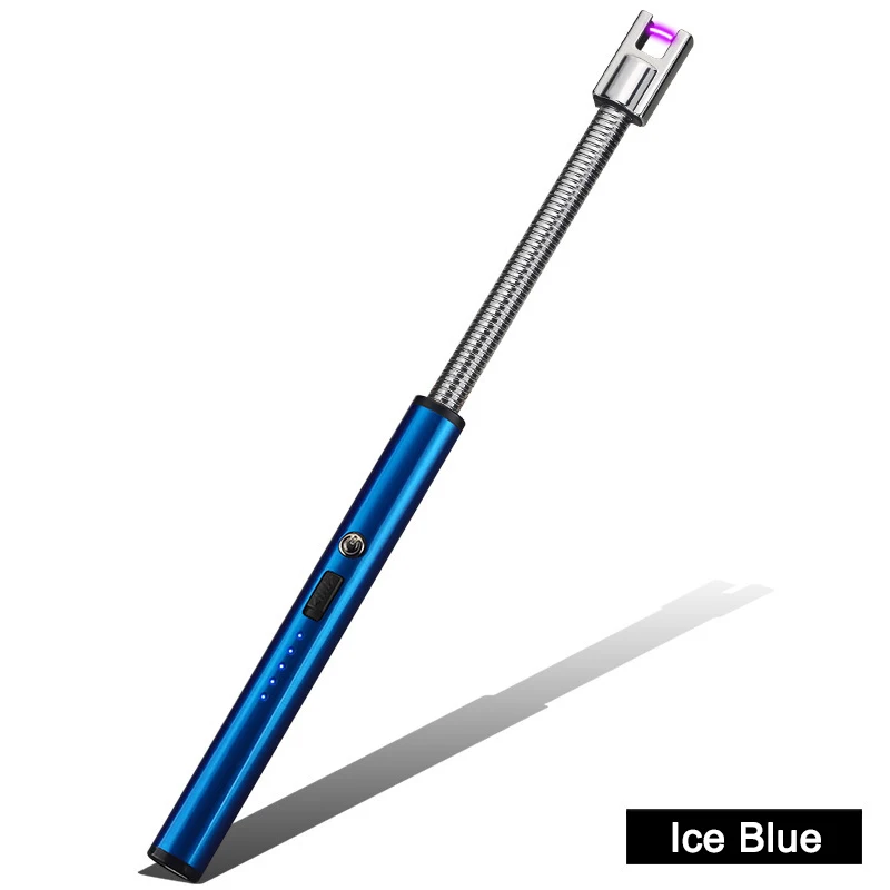 1 шт электрическая зажигалка с подключением к USB 360 градусов вращение перезаряжаемое Беспламенное ветрозащитное цинковый сплав-капля - Цвет: Ice Blue