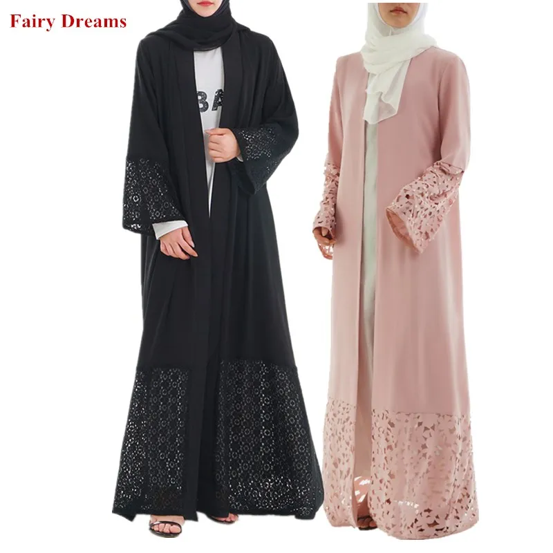 Женское мусульманское платье с открытой передней частью Abaya черное болеро