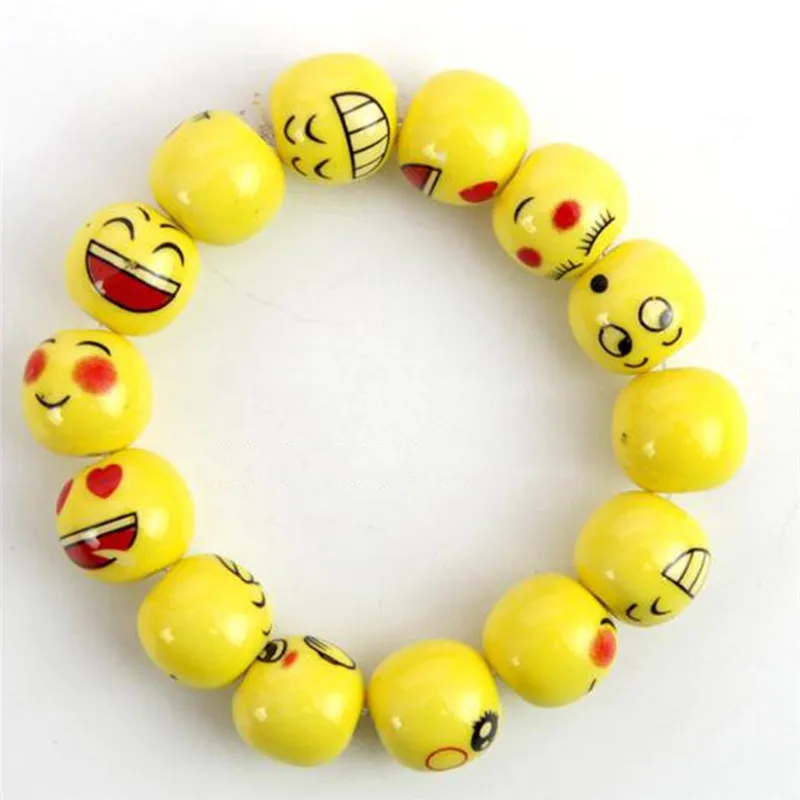 Cute Cartoon Emoji Beaded Bracelet Mood Emotions Kids Bracelet Ceramic