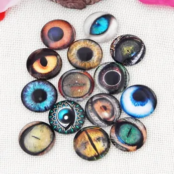 

100 pieces Animal eyes DIY Round Glass Beads Cabochon Domes Flat back Glass beads Jewelry Finding Pendant Settings G1055