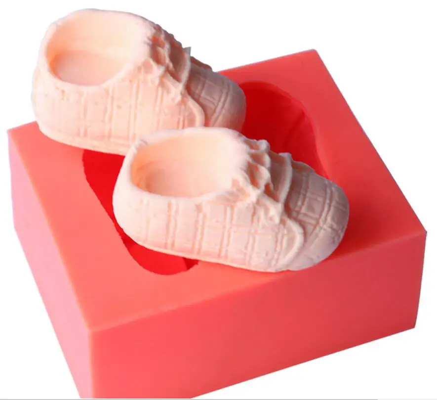 

Food-grade liquid silicone cake mold green baby shoes shape biscuit mold bakeware cake decoration mold