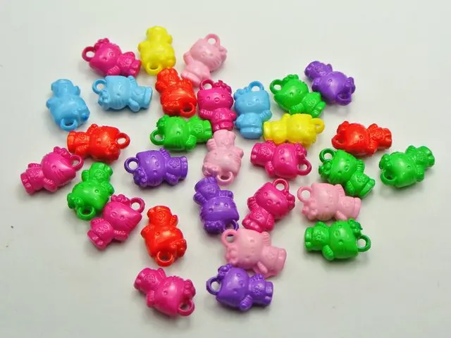 

100 Mixed Bubblegum Color Acrylic Cute Cat Charm Pendants 16mm