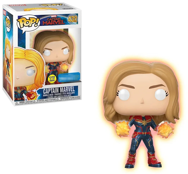 

Exclusive Official Funko pop Glow in the dark Captain Marvel Vinyl Action Figure Collectible Model Toy