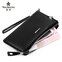 Brand Designer men leather clutches High quality Genuine leather money clip Luxury Knit style Black male Purse MBS1207032AH