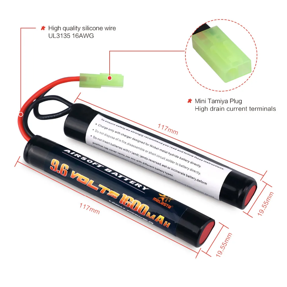 Melasta 2 шт 8S 2/3A 9,6 v 1600mAh Butterfly NunChuck NIMH батарейный блок с мини разъемом Tamiya для страйкбола ружья ICS CA TM JG