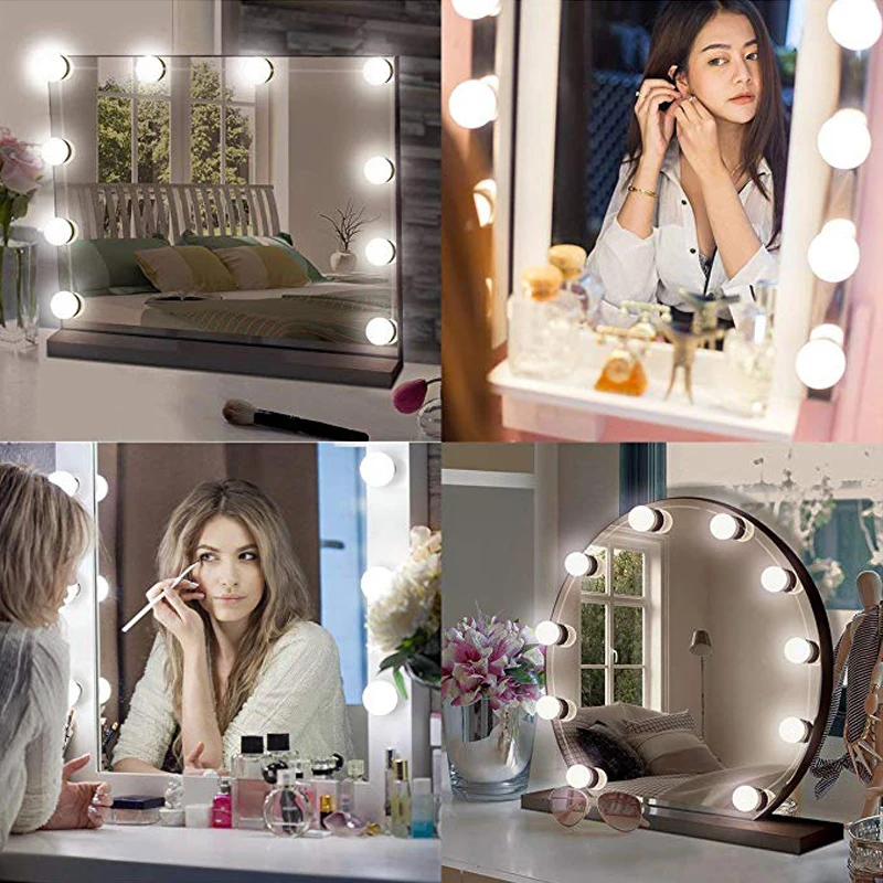 

Makeup Mirror Vanity LED Light Bulbs Kit USB Charging Port Hollywood Style LED Vanity Mirror Lights Kit for Makeup Dressing Tabl