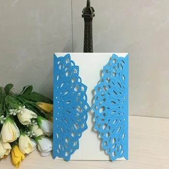 

Delicate hollow laser cut wedding ivitation card Flower happy birthday greeting invitation cards