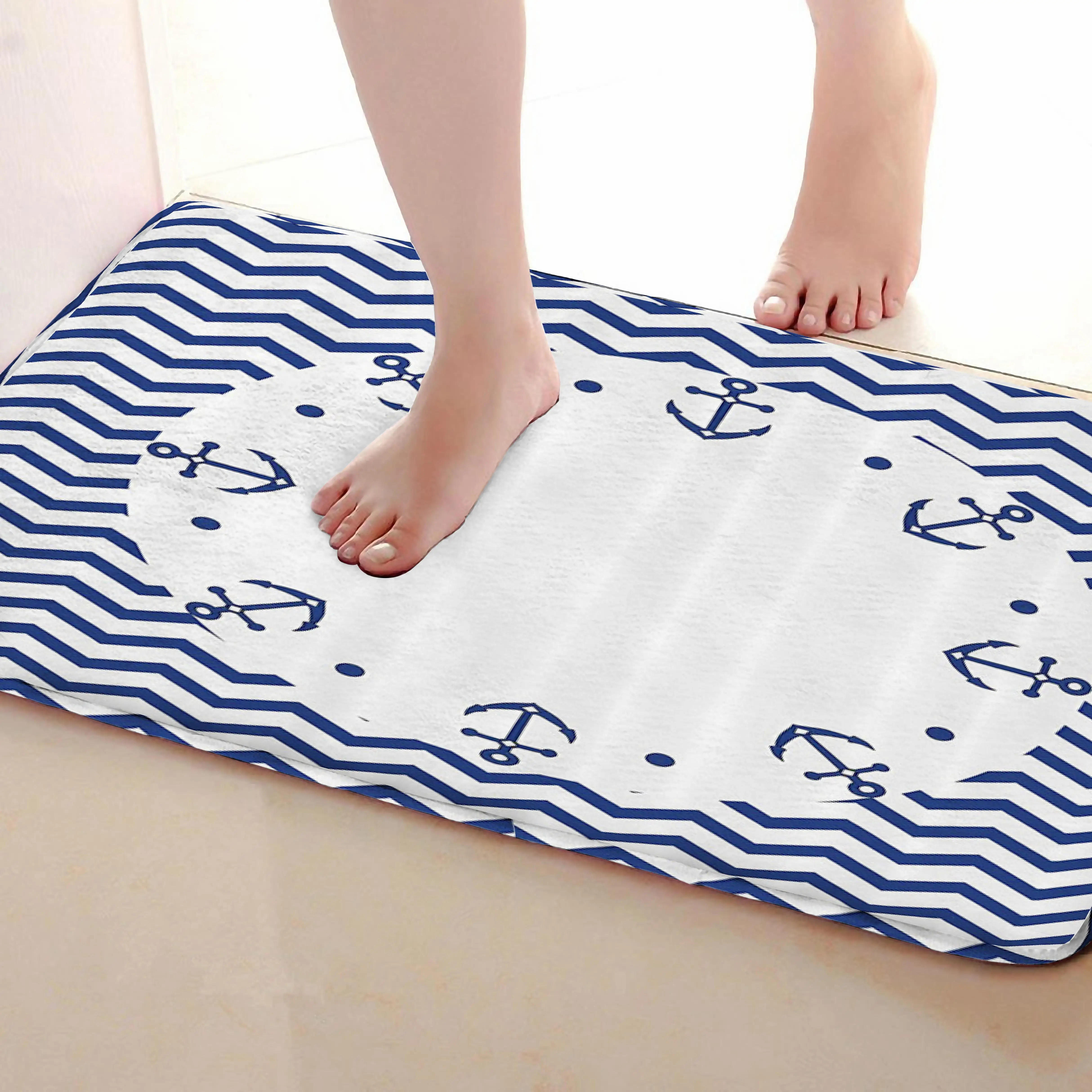 Anchor Style Bathroom Mat,Funny Anti Skid Bath Mat,Shower Curtains