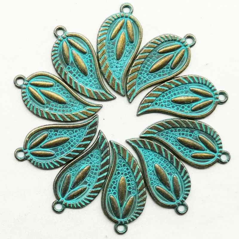 

Top Quality New 10Pcs 28x13x2mm Brass Bronze Carved Leaf Pendant Bead Trendy Jewelry Women Accessoriessories C20190324003