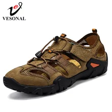 VESONAL/Новинка года; летняя Уличная обувь из коровьей кожи; мужские сандалии; Классические мягкие пляжные сандалии для мужчин; повседневные сандалии; 1906