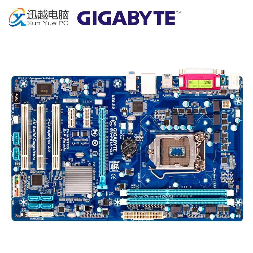 

Gigabyte GA-P61A-D3 Desktop Motherboard P61A-D3 H61 LGA 1155 i3 i5 i7 DDR3 16G ATX