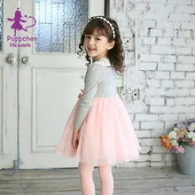 Puppchen vestidos lace floral patchwork dress baby girls clothes children clothing princess sequins dresses for girls kids