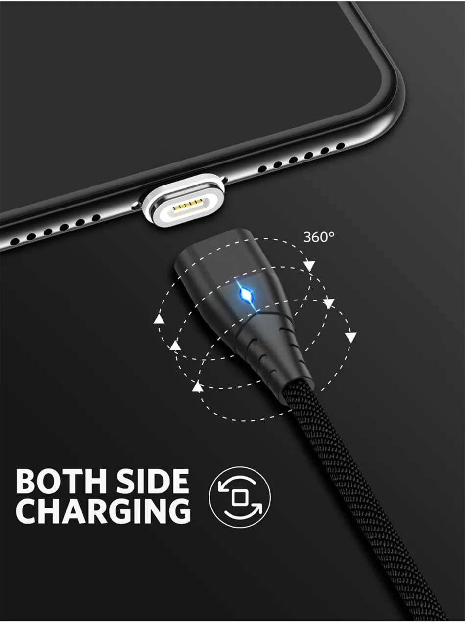 Магнитный кабель Micro usb type C для iPhone Xiaomi huawei Lighting Cable 3A провод для быстрого заряда type-C Магнитный кабель для зарядки телефонов