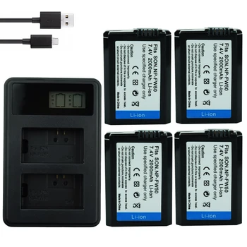 

4* NP-FW50 NP FW50 FW50 Battery + LCD USB Dual Charger for Sony A6000 5100 a3000 a35 A55 a7s II alpha 55 alpha 7 A72 A7R Nex7