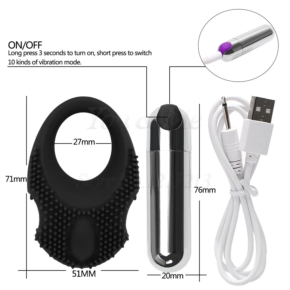 New-USB-Rechargeable-10Speed-Penis-Vibrating-Ring-for-Men-Powerful-G-Spot-Bullet-Vibrator-Sex-Toys