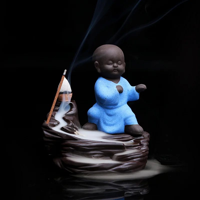 Офис креативный курильница обратного потока курильница молодой монах горный поток Запах Удаление осушения фиолетовая глина