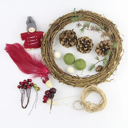 DIY Kit S3 25 см DIY ВЕНОК передней двери украшения шерсть гирлянда дома праздничный свадебный подарок Рождество фетр Ангел цветок корона - Цвет: DIY Kit S3