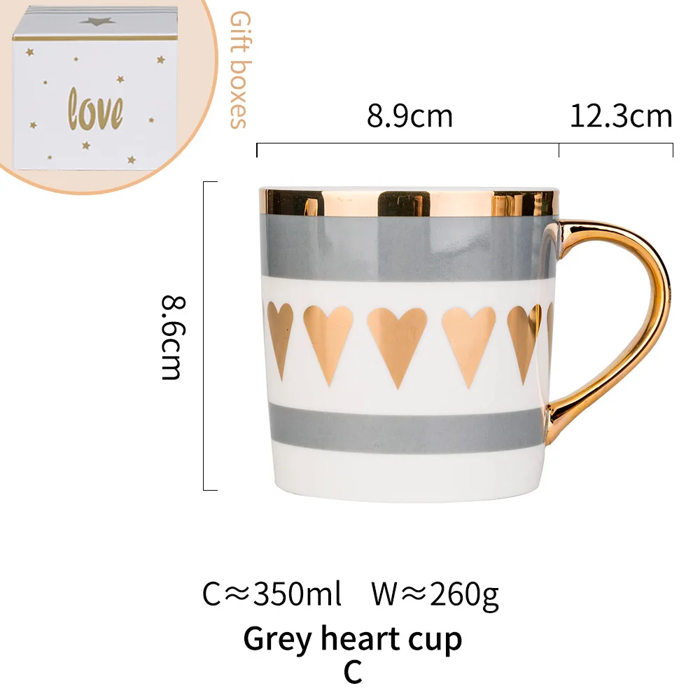 MDZF SWEETHOME Ceramic Mug Large Capacity Water Cup Simple Coffee Milk Mug with Handle - Цвет: grey heart cup C