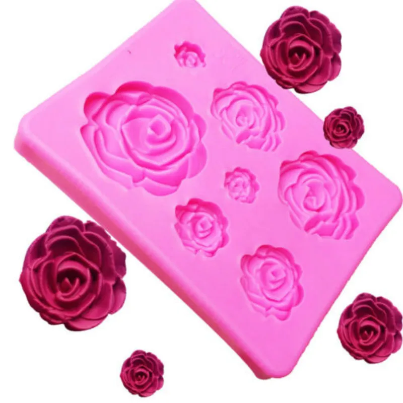 3D цветок розы Силиконовые помадные формы торт Декор шоколадом Инструменты для выпечки