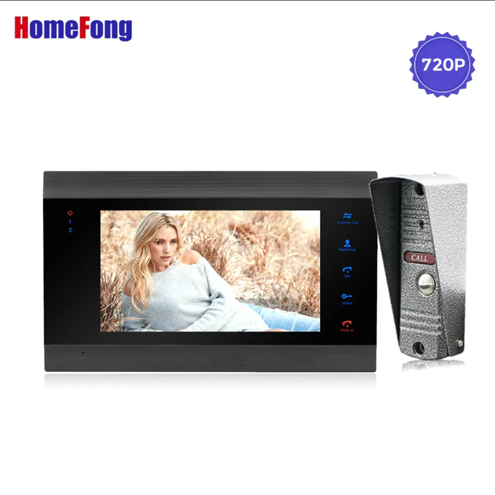 

Homefong 7 Inch AHD 720P Video Intercom Video Door Phone Doorbell Camera Wide angle 2.8mm Lens Motion Alarm Black Touch Button