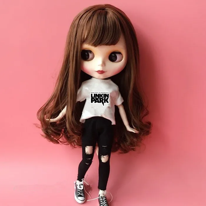 Комплект одежды из 2 предметов для куклы blyth 1/6 футболка+ штаны для куклы blyth jean, комплект одежды для куклы Барби, аксессуары для 1/6