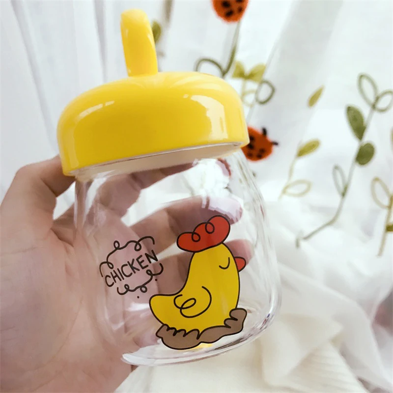 200ml Mini Lovely Chick Water Bottle Drinking Multi Color Popular Glass Readily With Lid Carafe Portable Solid Transparent 2018 | Дом и сад