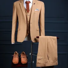 Осень Шампань человек костюм на заказ Slim Fit Жених Смокинги 3 шт. мужские свадебные выпускные костюмы