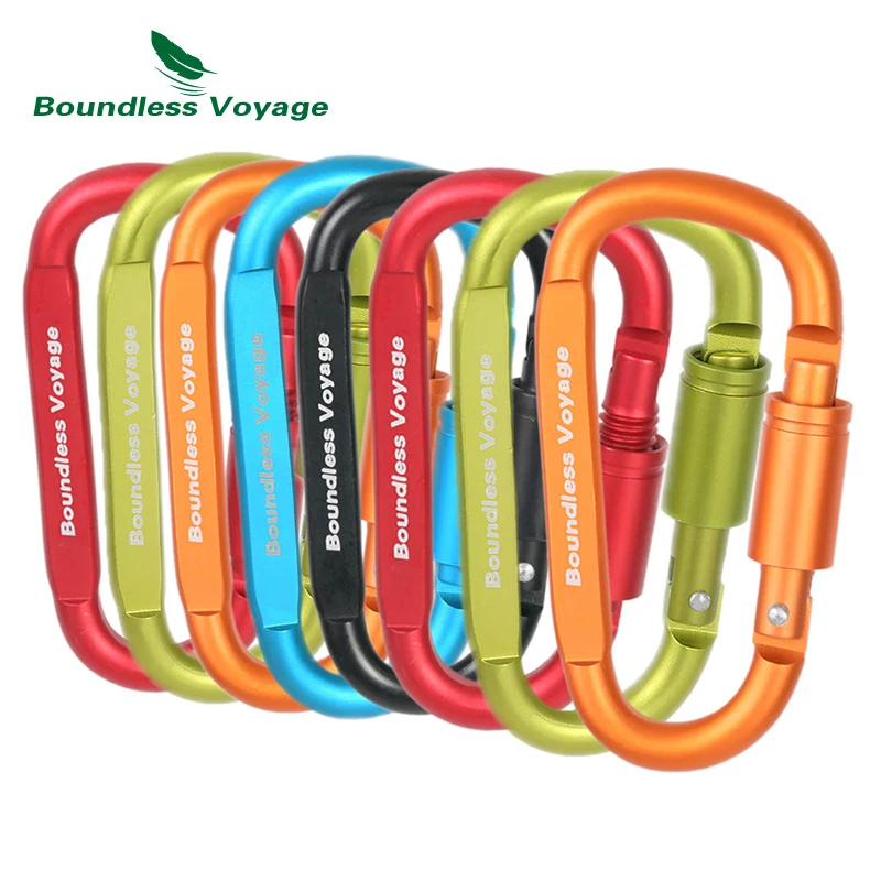 

Boundless Voyage Outdoor Climbing Accessories Carabiner Aluminum Alloy D-type Hanging Buckle Quickdraws keychain Tool Equipment