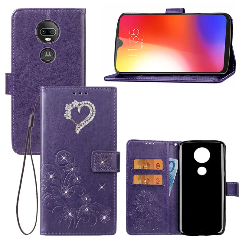 Для Motorola G7 чехол для телефона бампер с цветочным узором флип кожаный бумажник G6