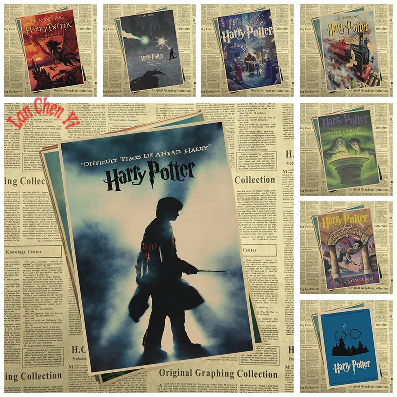 

Academy of Magic Classic Movie Series Kraft Paper Poster Cafe Creative wallpaper Interior Decoration