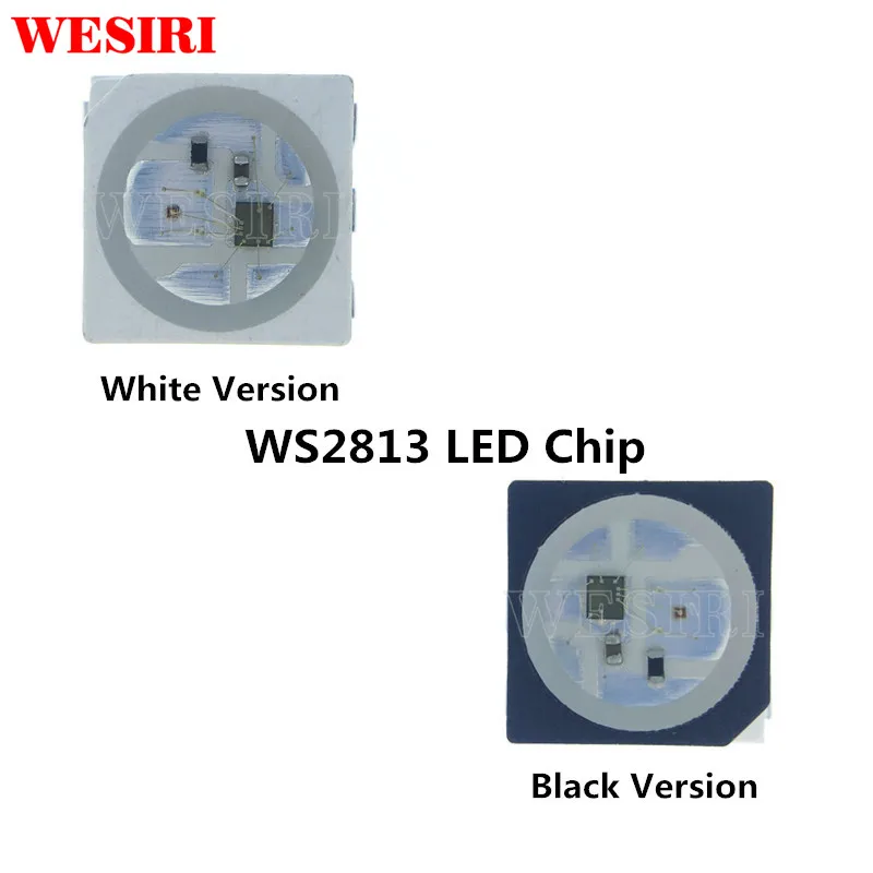 10 ~ 1000 шт. WS2813 (6 контактов) двухсигнальный RGB светодиодный чип 5050 SMD черный/белый