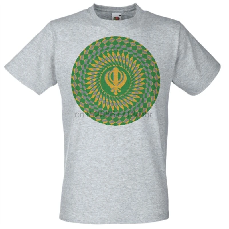 

Grey Spiritual Psy-Trance Khanda Sikh T-Shirt Psychedelic Goa Mandala TShirt