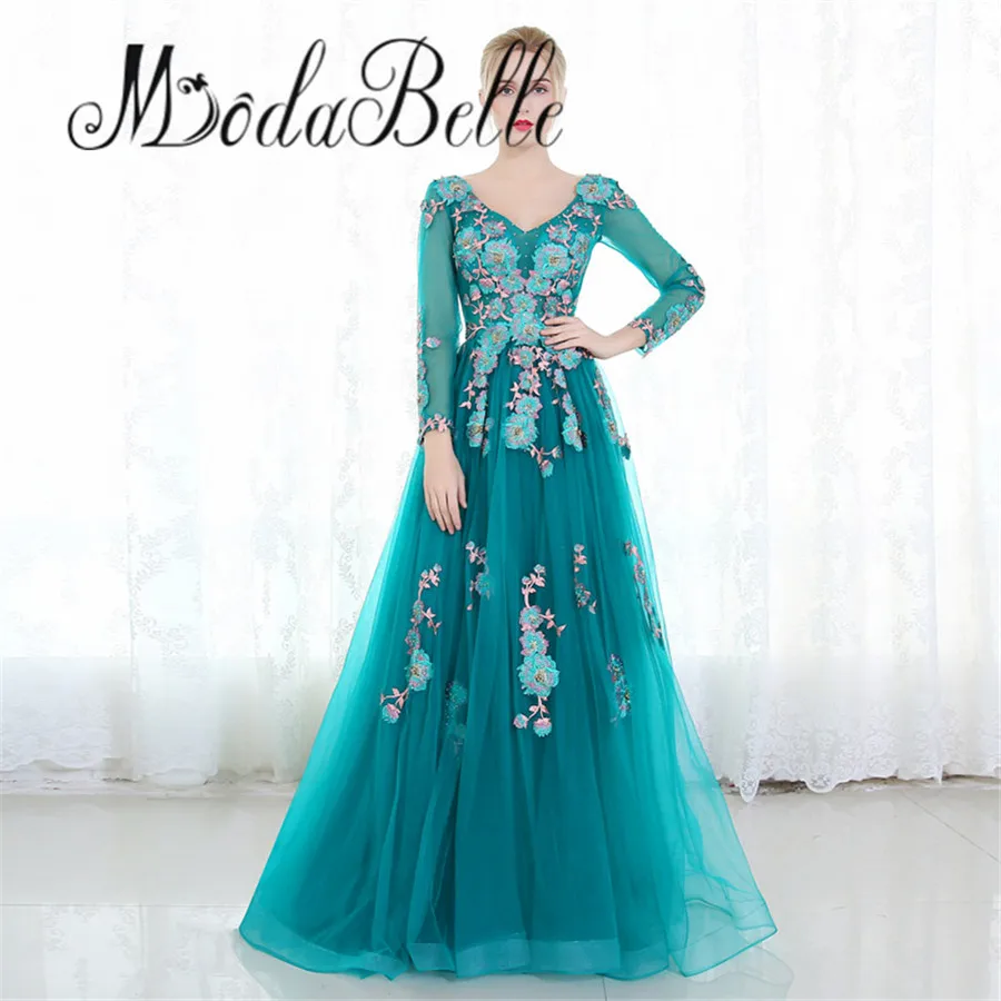 Modabelle Robe Soiree вечерние платья с вышивкой бисером, цветочное торжественное платье, женские вечерние платья с длинным рукавом для выпускного вечера, турецкие