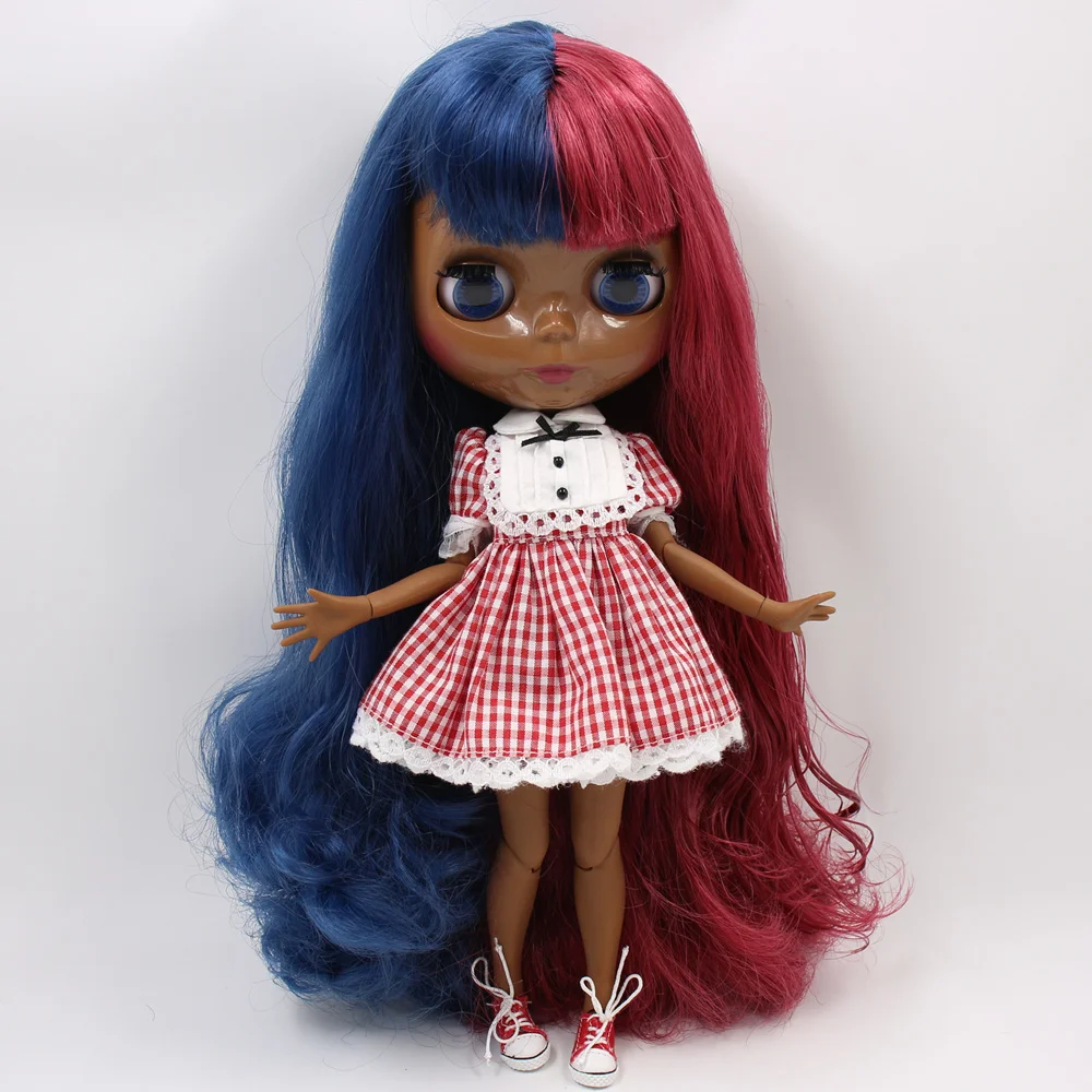 ICY Nude Blyth изготовленная на заказ кукла No. BL6221/12532 синий микс красные волосы 1/6 bjd pullip