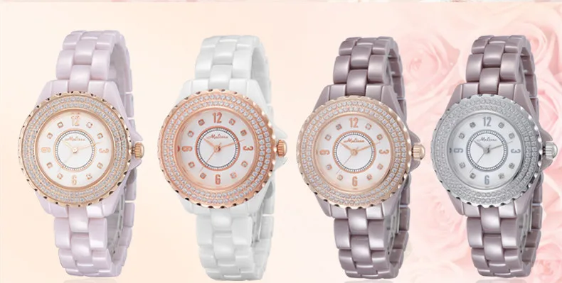 MELISSA Brand Designer Full Ceramic Bracelet Watch Healthy Anti-allergy Women Dress Wristwatch Crystals Reloj Montre Femme F8011