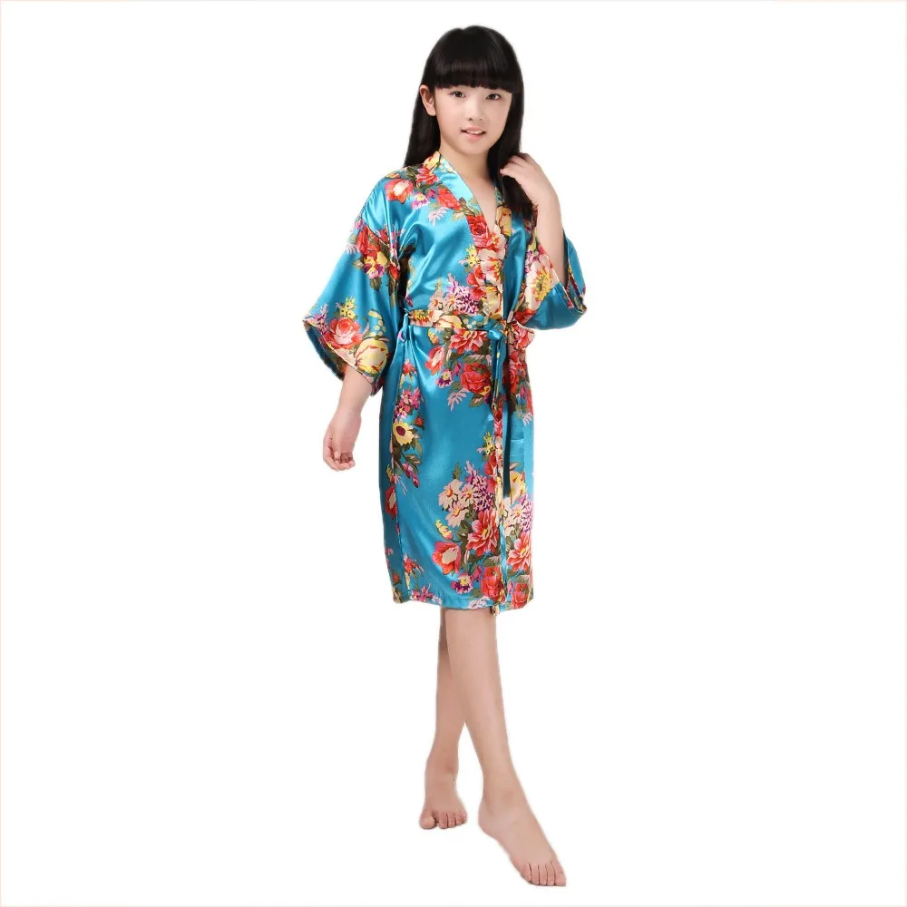 Цветок халат для девочки для свадьбы пятно шелковой ночной рубашке sleeprobe детская Повседневное халат невесты Вечерние кимоно вечерние