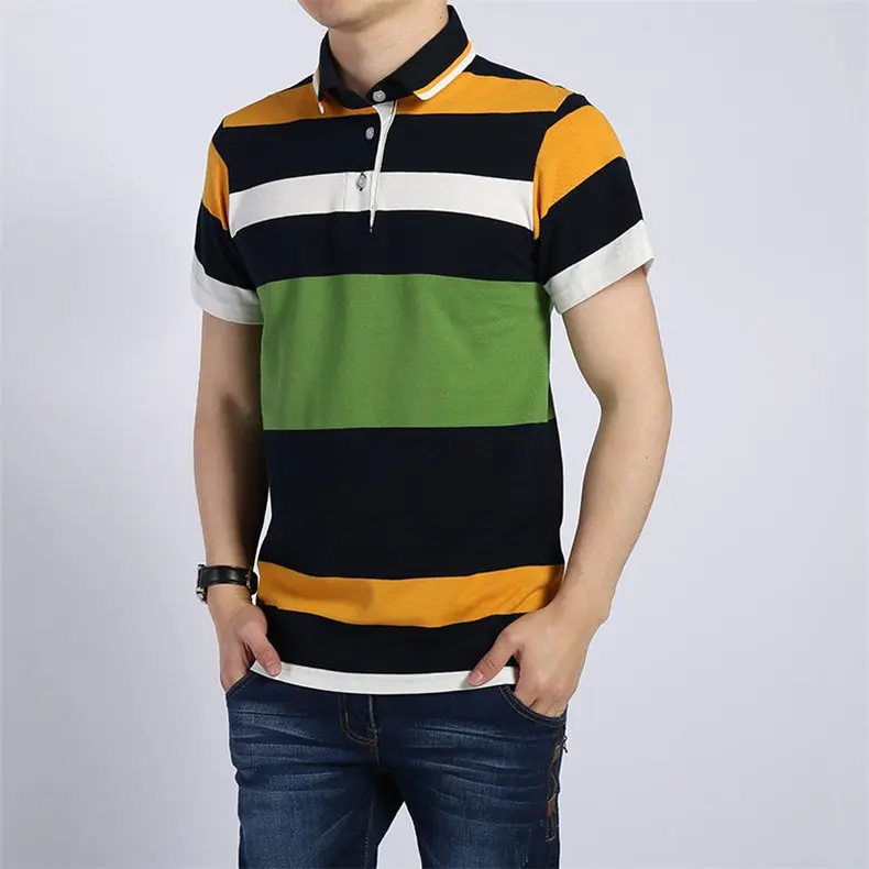 Basic Striped Polo Men Summer Short Sleeve Cotton Breathable Men Polos Male Quality Chinese Brand Clothing Fast Dry Top Tees 4XL 1