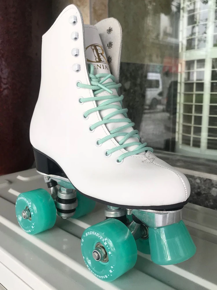 Skate Geneniu кожаные ботинки роликовые коньки на парных колесах четыре цвета женские взрослые PU 4 колеса две линии катания обувь