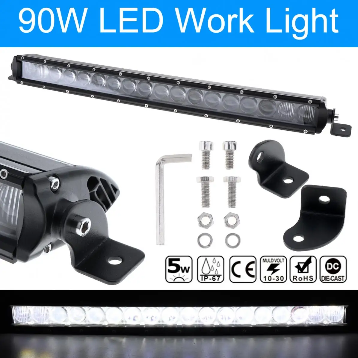 

18 Inch Waterproof 9000LM 90W Car LED Curved Worklight Bar 18x 4D Combo Offroad Light Driving Lamp for Truck SUV 4X4 4WD ATV