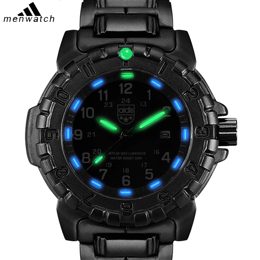

2019 Luminous Watch Men Military Watches Top Brand Fashion Casual Sport Black Full Steel Quartz Watch Men Male Clock Wristwatch
