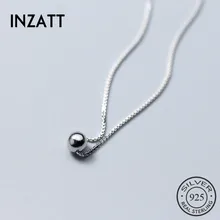INZATT, повседневная цепочка в виде коробки, минималистичные глянцевые бусы, колье, кулон, ожерелье, 925 пробы, серебро, модное ювелирное изделие для женщин, вечерние
