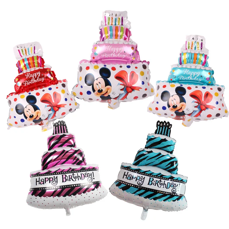 

1pc Birthday Cake Foil Balloon Mickey Minnie Cake Helium Globos Air Balloons Birthday Party Decorations Kids Decor Favors Balls