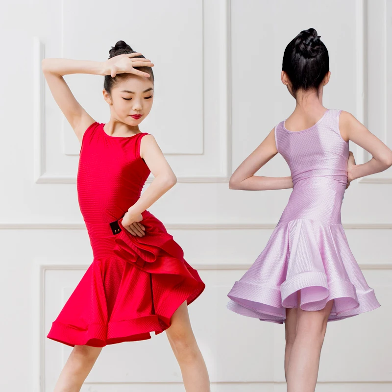 

Latin Dance Dress For Girls Sleeveless Cha Cha Salsa Samba Tango Ballroom Practice Performance Dance Wear Kids Dresses DC2279