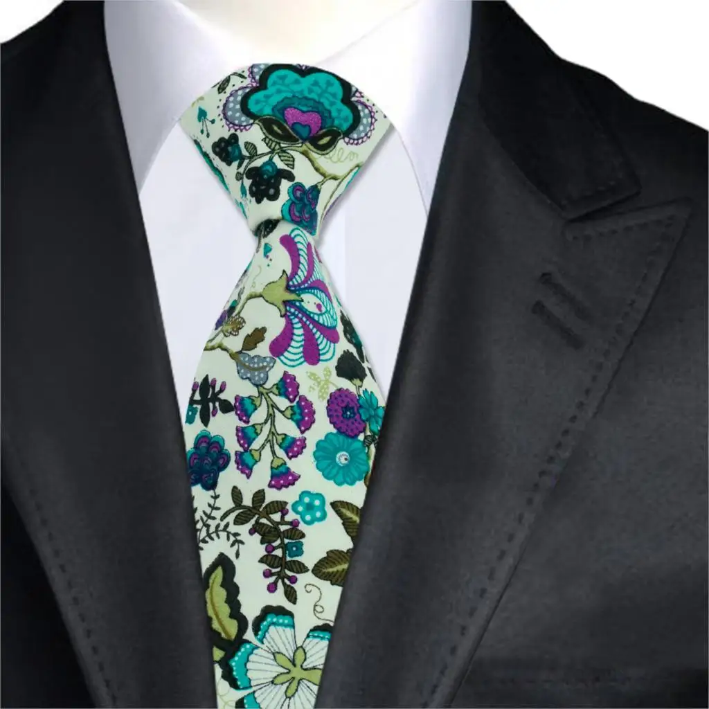 100 Cotton Mens Neckties Fashion Print Ties for Men Wedding Business