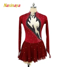 Платье для фигурного катания Nasinaya, индивидуальные юбки для конькобежцев для девочек, женщин, детей, Patinaje, гимнастика, представление 248